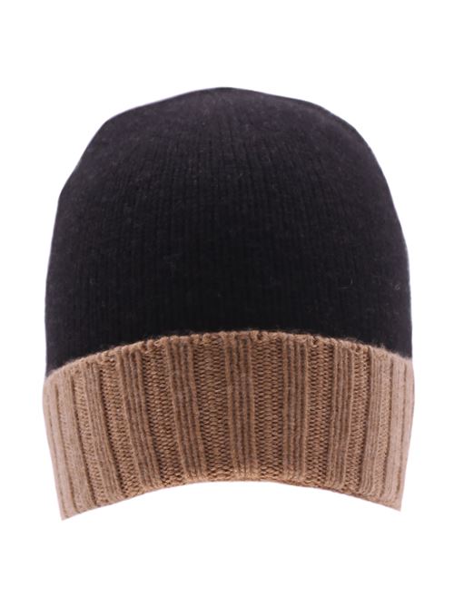 berretto cupola rasata bicolore in cashmere BOYLE | 198B16 DUNA-NERO